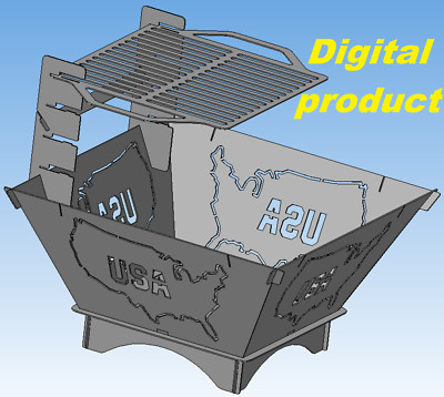 Fire pit grill. Folding grill. DXF files for plasma, laser, water cutting CNC.