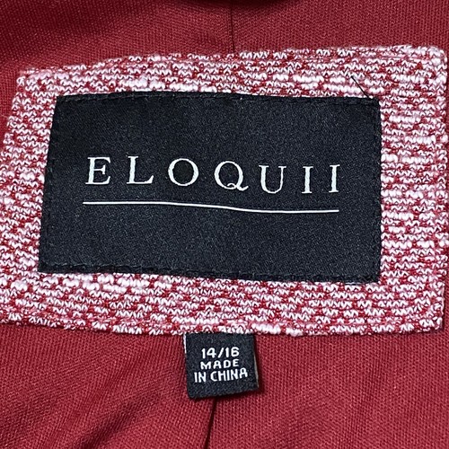Eloquii Red White Tweed Moto Jacket Knit Cropped Blazer Size 14/16 - Picture 7 of 9