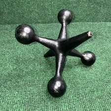 Vintage ~ Cast Iron 7.5" Jax Jacks Doorstop / Paperweight ~ Black Heavy Jack