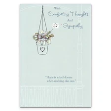 Thoughtful SYMPATHY Card, Porch, Plants, Mint, by Designer Greetings  + Envelope