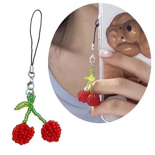 Adorable Cherry Keychain Charm Accessory Phone Anti-Lost Lanyard for Youngsters - Photo 7/8