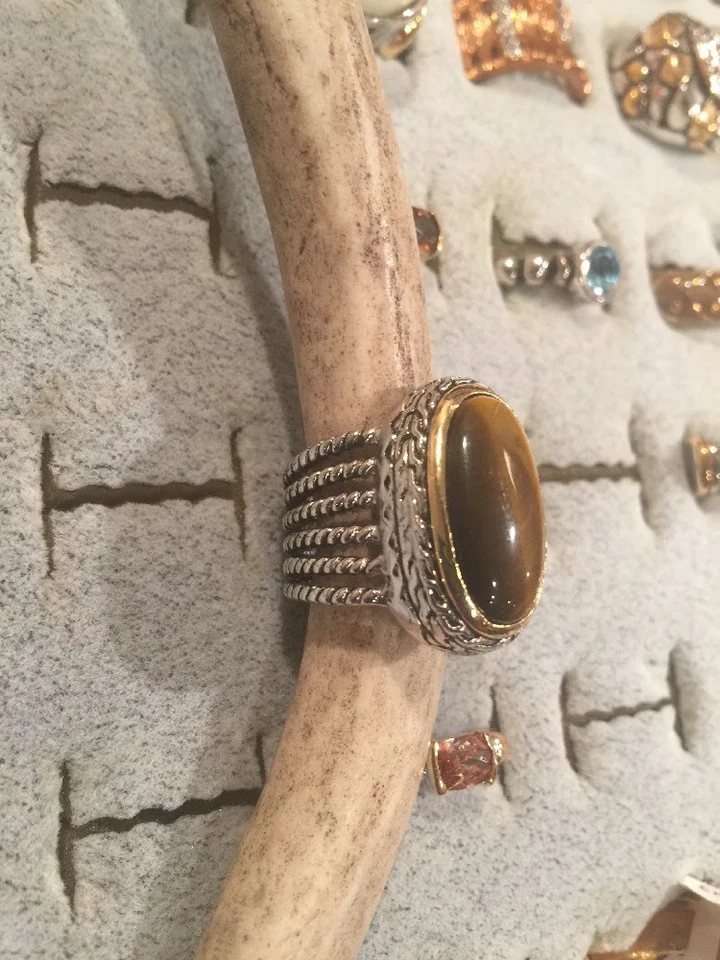 NUEVO "inspirado en el diseñador" Anillo Ovalado Ojo de Tigre Multi Cable Cuerda Vástago talla 8  Foto 4 de 4
