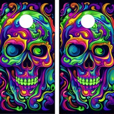WATERPROOF FADEPROOF Cornhole Board Wraps / Painted Skull
