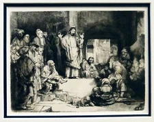 REMBRANDT  'CHRIST PREACHING ' RARE 1878 AMAND DURAND, COA