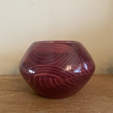 Hand Turned Segmented Wood Vase Hollow Vessel Bowl Brown