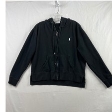 Polo Ralph Lauren Full Zip Hoodie Womens Medium Black Fleece Pony Logo