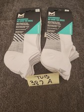 2 Pkgs Mission White Performance No-Show Tab Socks M 6-8/W 6-10 4 Pairs Total