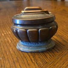 Negbaur Vintage Table Lighter Bronze Blue Patina Collectible PAT. PEND. N.Y.