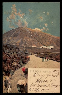 Lithographie Napoli / Neapel, Vesuvio, Partie am Vulkan 1903 