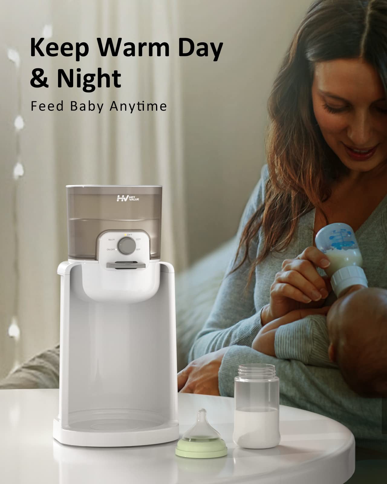 Water Warmer, HEYVALUE Baby Bottle Warmer, Formula Maker with Night Light, 4