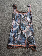 Urban Outfitters Amber Vestito Mini Dress Small Grey Mesh Orange Spliced Y2K
