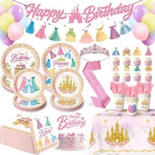 Princess Birthday Party Decorations – 199 PCS Princess Party Supplies for 24 ...
