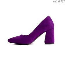 Womens High Block Heel Pointy Toe Slip On Office Pumps Shoes Oversize 52/53/54