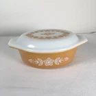 Vintage Pyrex Butterly Gold 043 Oval Casserole Covered Dish 1 1/2 Qt