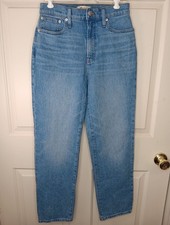 NWT Madewell Perfect Vintage Straight Jeans Women Size 26 Blue Distressed