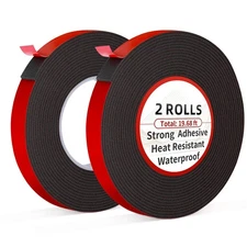 2 Rolls Heavy Duty Double Sided Tape 19.7FT – Waterproof, Wall, Car & DIY Use