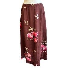 OILILY Long Tiered Skirt Brown Floral Button Details Womens 38  28" Waist