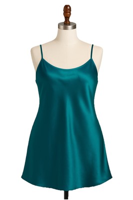 jcCollection Teal Satin Chemise Slip Nightgown Adjustable Straps 1X
