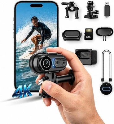 Wearable Action Camera 4K 64GB Waterproof