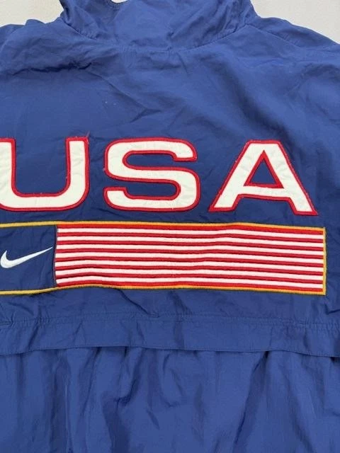 Chaqueta cortavientos Nike azul pequeña vintage de atletismo de EE. UU. para hombre cremallera completa años 90 Foto 3 de 4