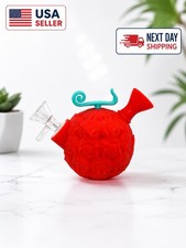 Bong de agua para fumar cachimba de silicona naranja fruta del diablo de 4 pulgadas con tazón de vidrio
