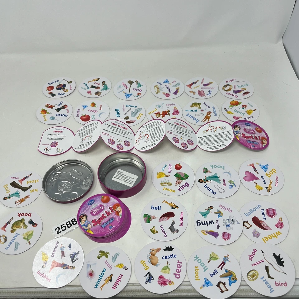 Spot It! Juego Palabras Princesas Disney - Disney Aprendizaje Azul Naranja 2014 COMPLETO Foto 3 de 4