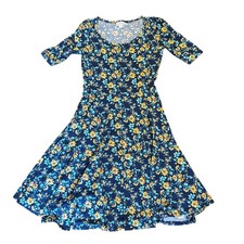 Lularoe Floral Blue A line dress  woman’s small fits medium  Dress used