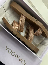 Top Moda Sandals Rose Gold Crystals Size 7 Brand New