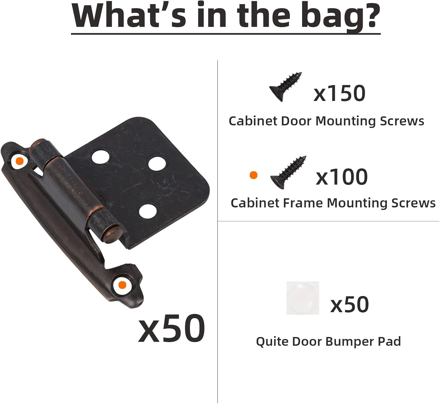 Decobasics Oil Rubbed Bronze Cabinet Hinges for Kitchen Cabinets (10 Pair -20 Pc