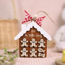 Gingerbread Family Christmas Ornament Custom Family Name House Wooden 2025