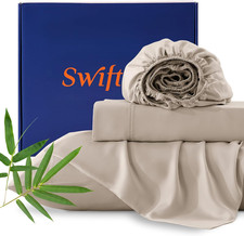 100 Organic Viscose Derived from Bamboo, 4-Piece Queen Bed Sheet Set, Ultra Sof