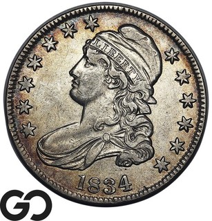 1834 Capped Bust Half Dollar Lustrous Choice AU Rare Condition