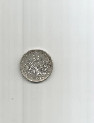 5 FRANCS SEMEUSE 1962 SILVER - Photo 1/2