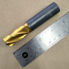 3/4x3/4x 1-1/2x4 CARBIDE 4 FLUTE END MILL, CHIPPED, ITEM B
