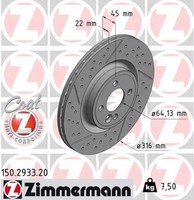 2X Bremsscheibe Zimmermann 150.2933.20 2 Bremsscheiben Vorderachse Vorne