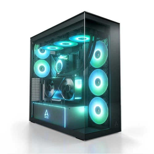 ARCTIC Xtender VG (Black) PC Case Gehäuse E-ATX vertikale GPU  Glas 5x A-RGB