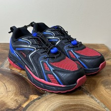 Avia Kids' Running Sneakers In Black Red and Blue with Bungee laces.Size 4 New