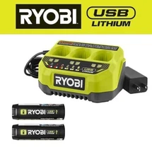 USB Lithium Starter Kit with (2) 2.0 Ah Batteries and 3-Port Charger New Openbox