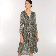 Alice + Olivia Coco Neon Midi Dress Silk Blend V-Neck NWT $440 Women's Size 6