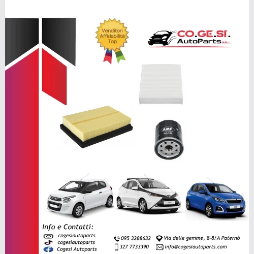 Kit tagliando Citroen C1 Peugeot 107 Toyota Aygo 1.0 50 Kw 3 Filtri+4 Olio 10W40
