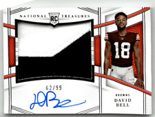 Panini 2022 NT NFL No. RMS-DBE David Bell Rookie Patch On-Card Auto 62/99. rookie card picture