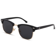 Pro Acme Classic Semi Rimless Polarized Sunglasses with Metal Rivets Black/Go...