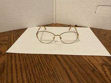 Vintage ladies eyeglasses wire framed bifocal spring hinges large lens gold