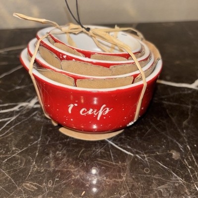Sleigh Bell Bistro Measuring Cups Red Stackable 1c, 1/2c 1/3c 1/4c Set of 4
