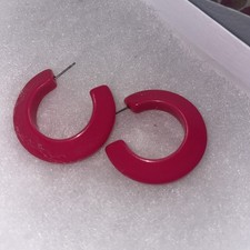 Vintage 1980's Large Pink Acrylic Hoop Earrings