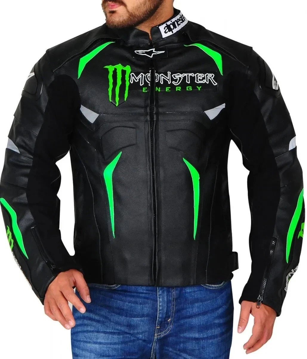 Chaqueta de cuero para hombre Alpinestars Monster Energy motociclista homologada CE