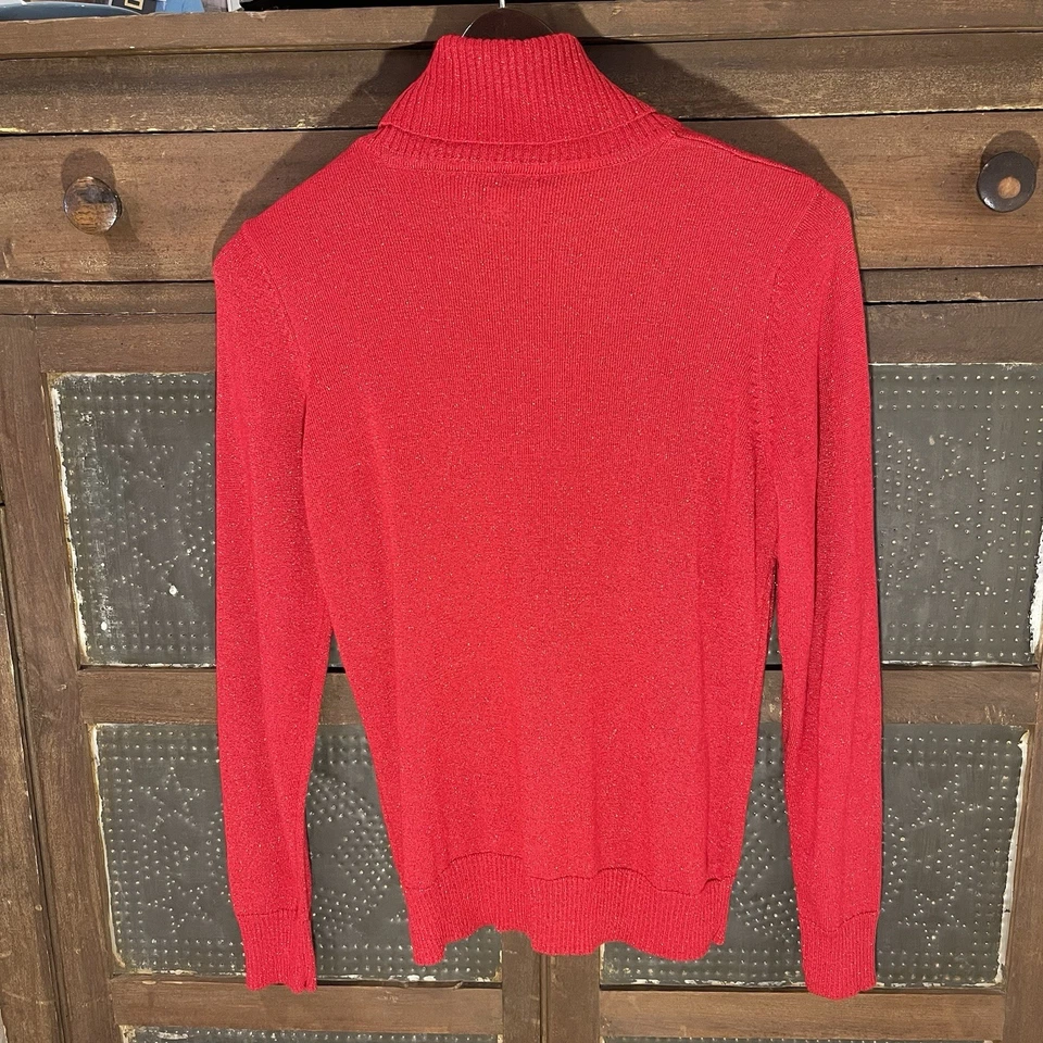 Suéter Joseph A Mujer L Cuello Alto Rojo Metálico Vacaciones Manga Larga Noche Foto 2 de 4