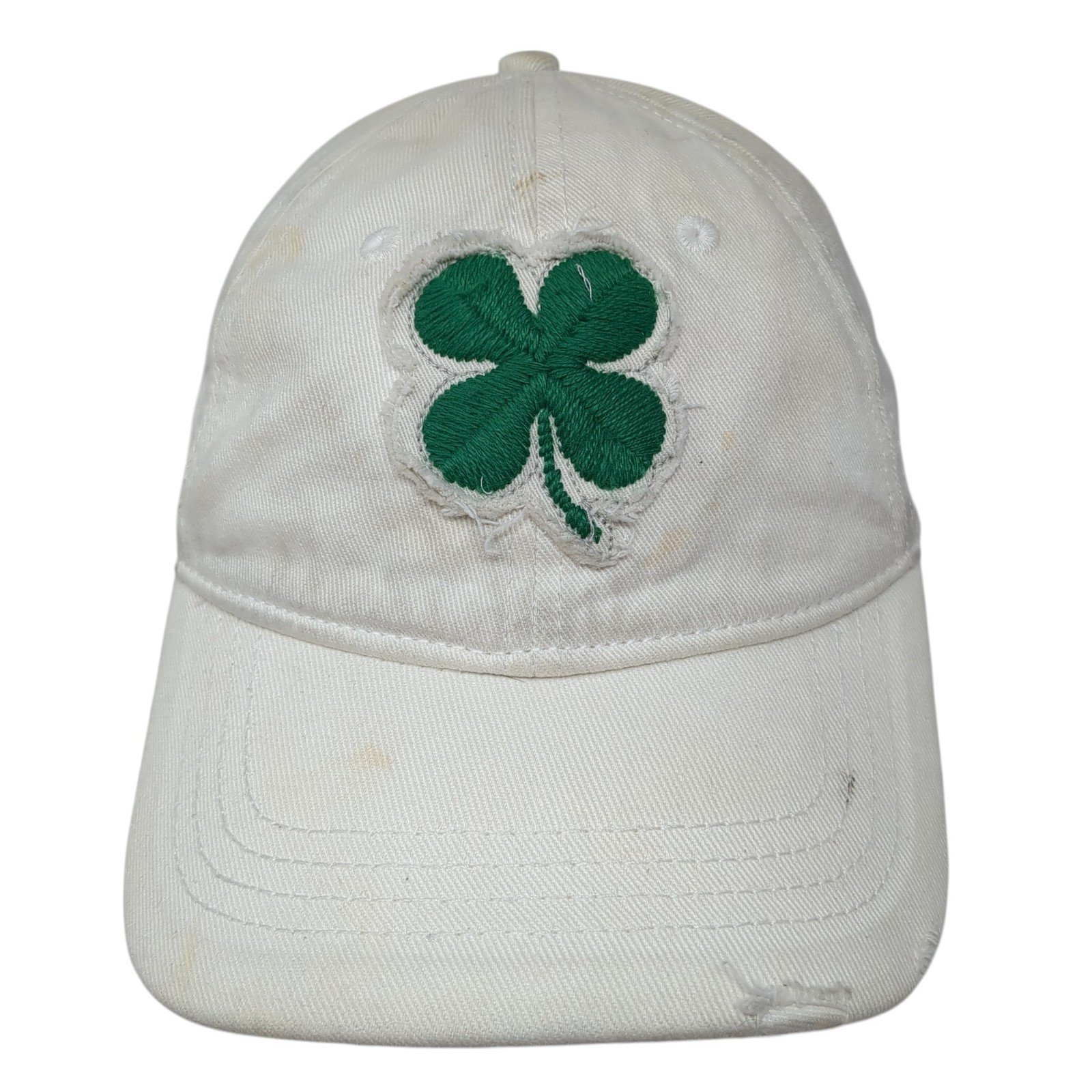 Clover Fitted Baseball Cap White Medium Embroider… - image 1
