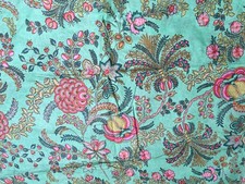 Tissu En Coton Imprimé Floral Vert Indien Pour Robe De Couture Art De 10 Yards