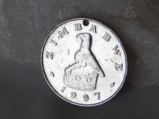 1997 Zimbabwe 50 Cents Coin Coin Charm Pendant Zimbabwe Bird Statue